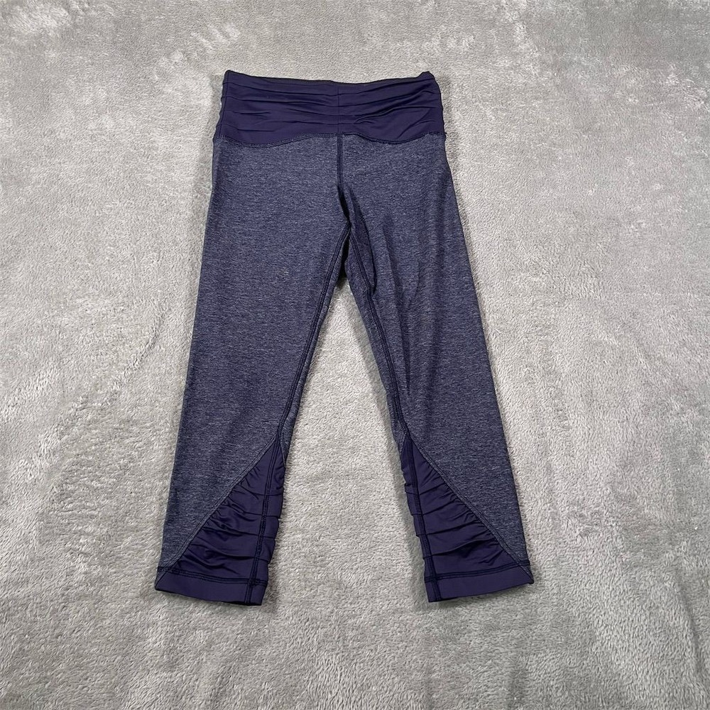 Lululemon Embrace Crop Leggings Women's Heathered Blue Crop 4 Mid-Rise Luon